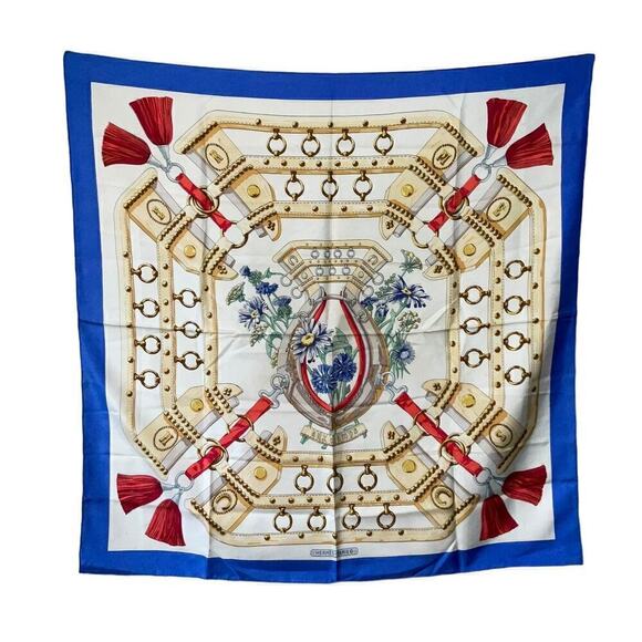 Hermes Aux Champs 100% Silk Scarf By Cathy Latham 90cm Square - Picture 1 of 16